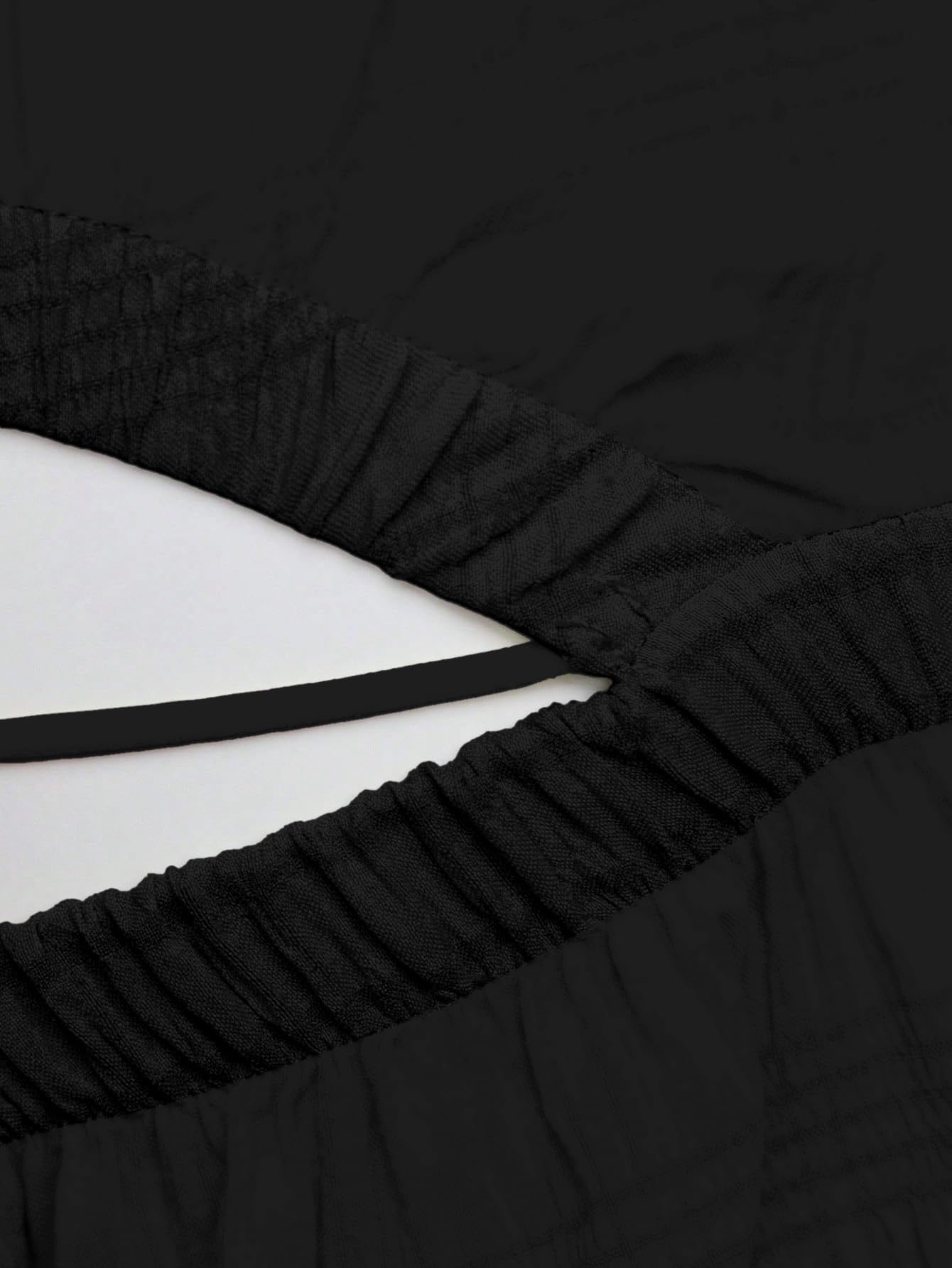 Girl's Fit And Flare Solid Summer Beach Square Neck Puff Sleeve Cut Out Waist Mini Dress